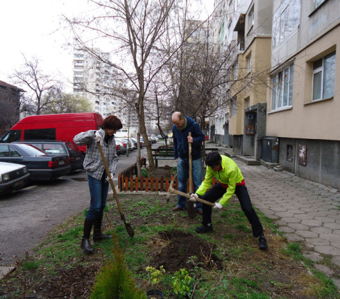 Volunteers from hp planted some trees and flowers in the garden around House of opportunity Sofia